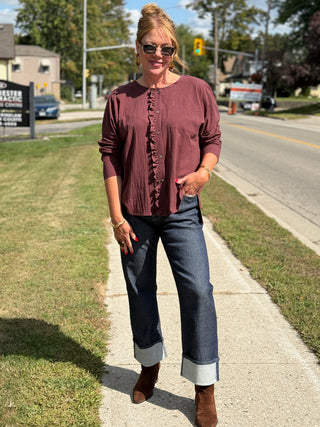 Fidelity Cali Cuff Straight Leg Jean in Oxford