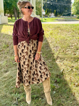 Hilary MacMillan Tiger Print Midi Dress