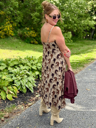 Hilary MacMillan Tiger Print Midi Dress