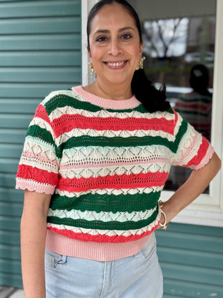 FRNCH Gelsomina Crochet Knit Tee