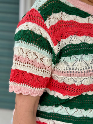 FRNCH Gelsomina Crochet Knit Tee