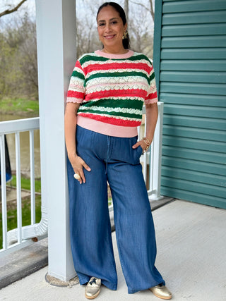 FRNCH Gelsomina Crochet Knit Tee