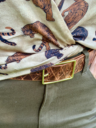 Brave Leather Caloe Brown Weave Belt