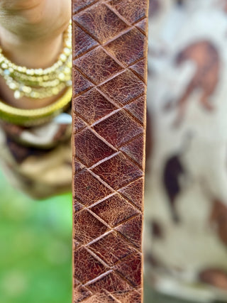 Brave Leather Caloe Brown Weave Belt