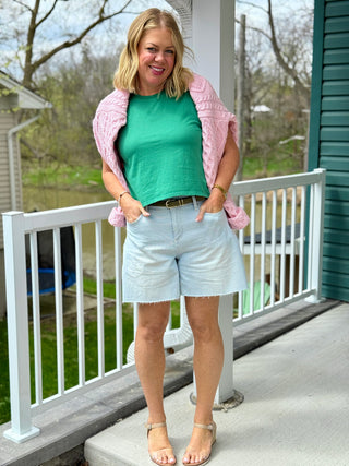 Yoga Denim Lesley Pinstripe Jean Short