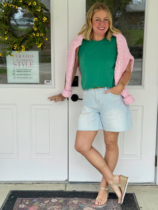 Yoga Denim Lesley Pinstripe Jean Short