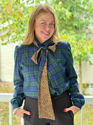 Lele de Baltzac Zoe Navy Tartan Blouse