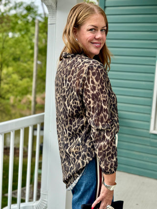 Pistache Georgette Leopard Blouse / Tank Set