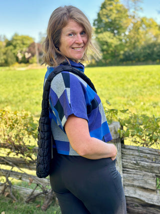 Marigold Mercedes Top in Blue Block