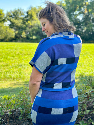 Marigold Mercedes Top in Blue Block