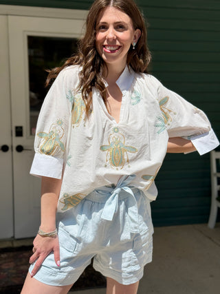 Melissa Nepton Spencer Shorts in Ice Blue