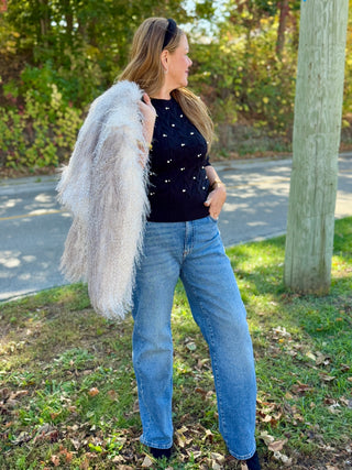 Astrid Pearl & Cableknit Pullover