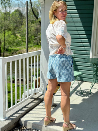 Hilary MacMillan Denim Lace Trouser Shorts