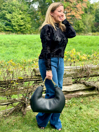 Mathilde Salve Black Leather Crescent Bag