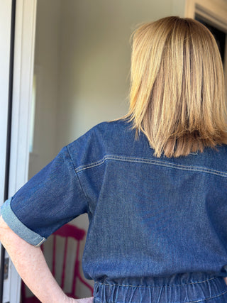 Yoga Denim Botanical (Dark) Blue Romper