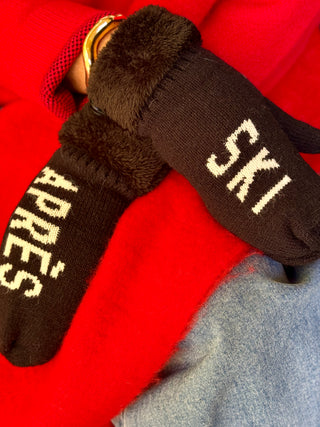 Lyla + Luxe Apres Black Ski Beanie & Mitten Set