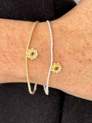 Saskia DeVries Holiday Gold Vintage Flower Bracelet