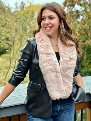 Julia Faux Fur Scarf in Icey Pink