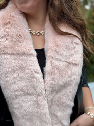 Julia Faux Fur Scarf in Icey Pink