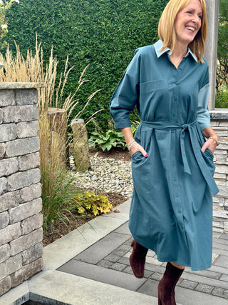 Eve Gravel Veleta Shirt Dress