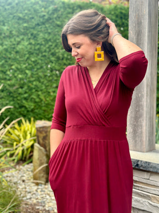 Tangente Camille Dress in Bordeaux