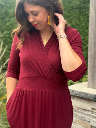 Tangente Camille Dress in Bordeaux