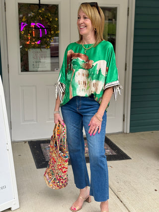 Take me to Italy Green Amalfi Tie Sleeve Top