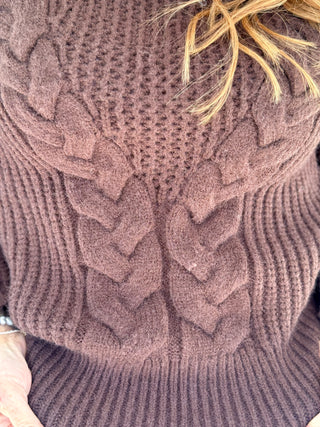 Hilary MacMillan Brown Cable Knit Sweater