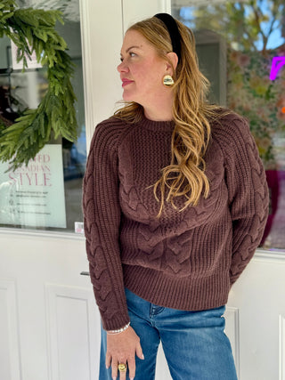Hilary MacMillan Brown Cable Knit Sweater
