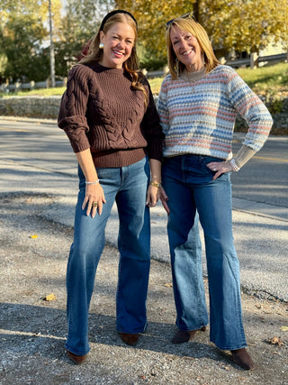 Hilary MacMillan Brown Cable Knit Sweater