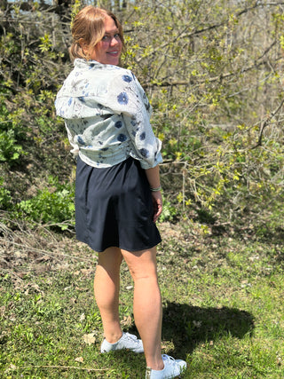 Pistache Linen Floral Blouse