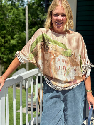 Take me to Italy Champagne Amalfi Tie-Sleeve Top