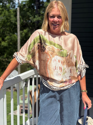 Take me to Italy Champagne Amalfi Tie-Sleeve Top