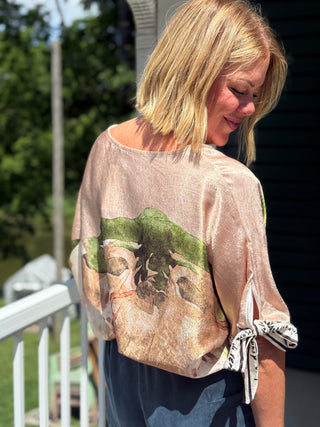 Take me to Italy Champagne Amalfi Tie-Sleeve Top