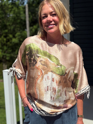 Take me to Italy Champagne Amalfi Tie-Sleeve Top