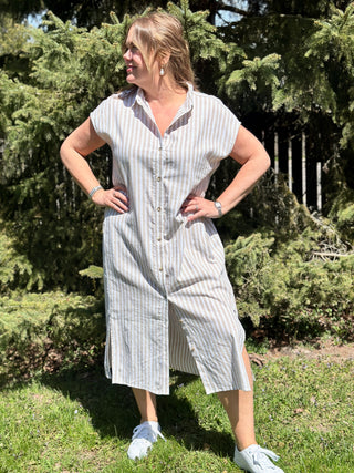 FIG Kelly Shirt Dress in White Pepper