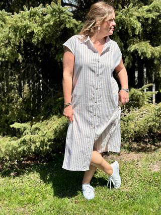 FIG Kelly Shirt Dress in White Pepper