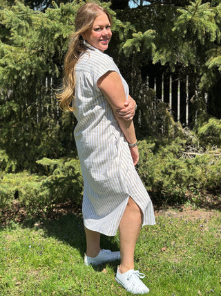 FIG Kelly Shirt Dress in White Pepper