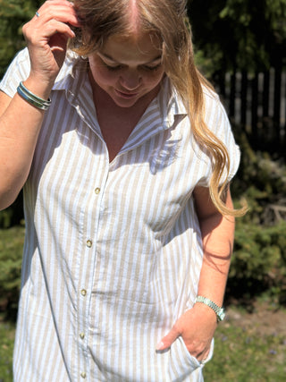 FIG Kelly Shirt Dress in White Pepper