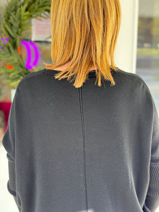 Pistache Ribbed Sleeve Cocoon Sweater Dress