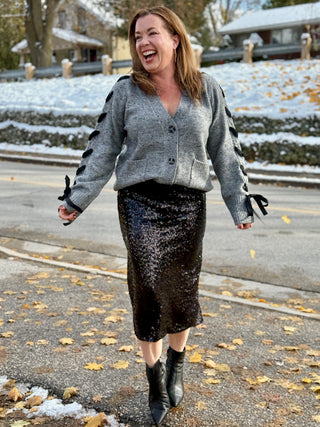 Lyla + Luxe Shyla Ribbon-Sleeve Cardigan