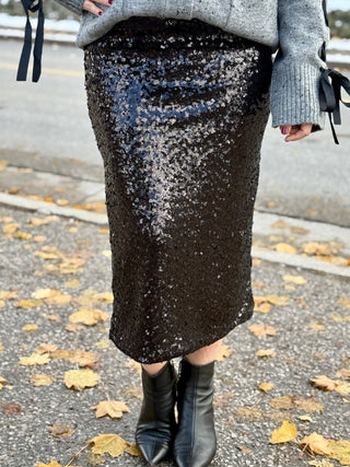 Astrid Black Sequin Skirt