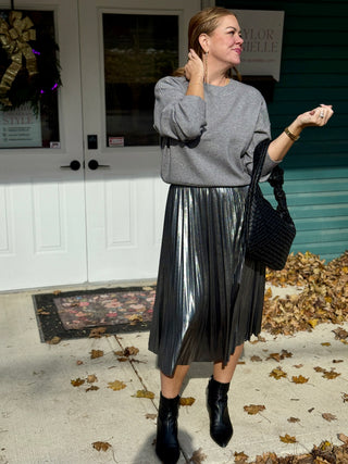 Chlo by Cokluch Metallic Silver Feyer Skirt