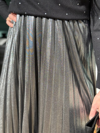 Chlo by Cokluch Metallic Silver Feyer Skirt
