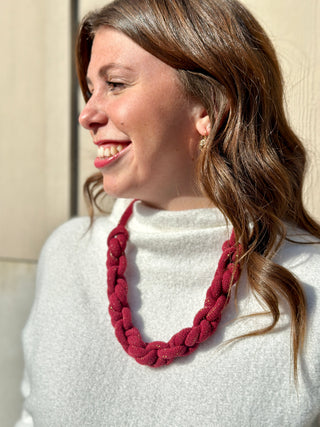 Mabel Knot Necklace in Burgundy & Gold