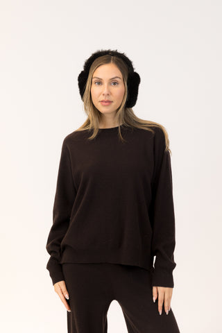 Lyla + Luxe Fuzzy Earmuffs in Black Faux Fur