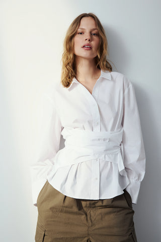 Melissa Nepton Maxine Sashed White Button-Down