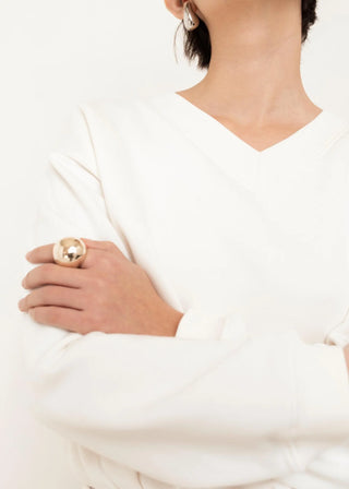 Paper Label Emma V Neck Blouson in Gardenia