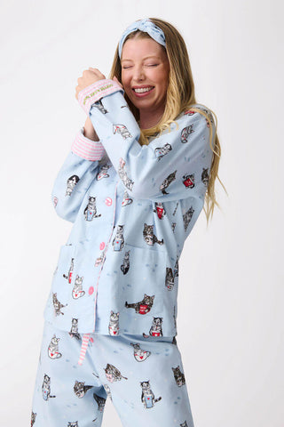 PJ Salvage Flannel PJ Set: Coffee & Cat Naps