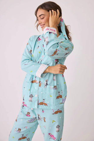 PJ Salvage Flannel PJ Set: Spaw Day